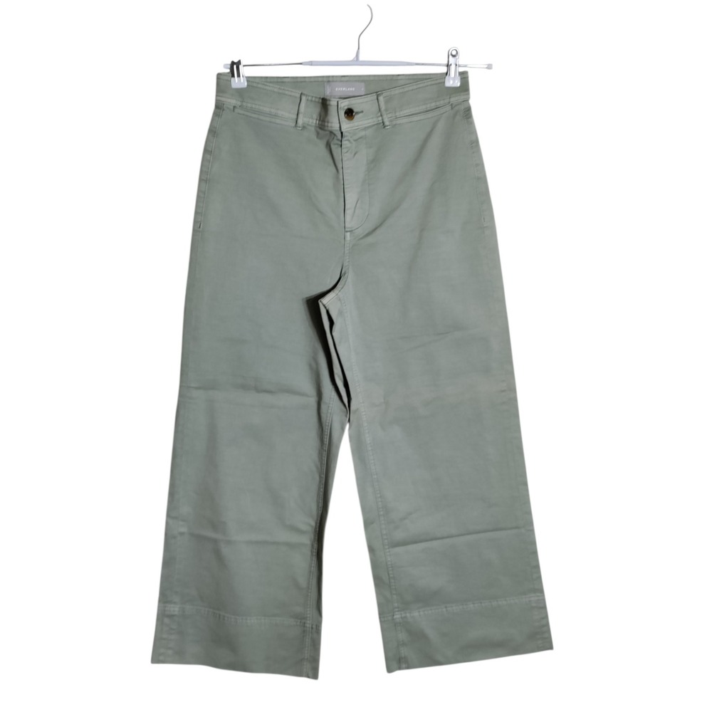 Everlane Wide Leg Crop Pant Sage Green High Rise Cotton Twill Trousers Size 8